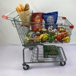 175L Big Basket Metal Wire Shopping Trolley With Bottom Frame TPR TPU Wheels