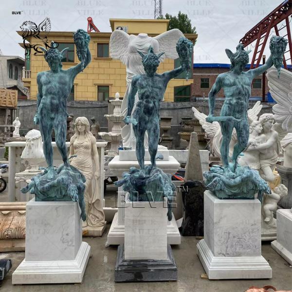 Buy cheap Copper Bronze Perseus Statue Sculpture Holding Snake Demon Head Life Size Greek Hero Outdoor Garden Large Spot Goods from wholesalers