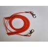 Buy cheap Red reinforced coil fishing rod leash lanyard with stainless steel wire w/double hooks from wholesalers