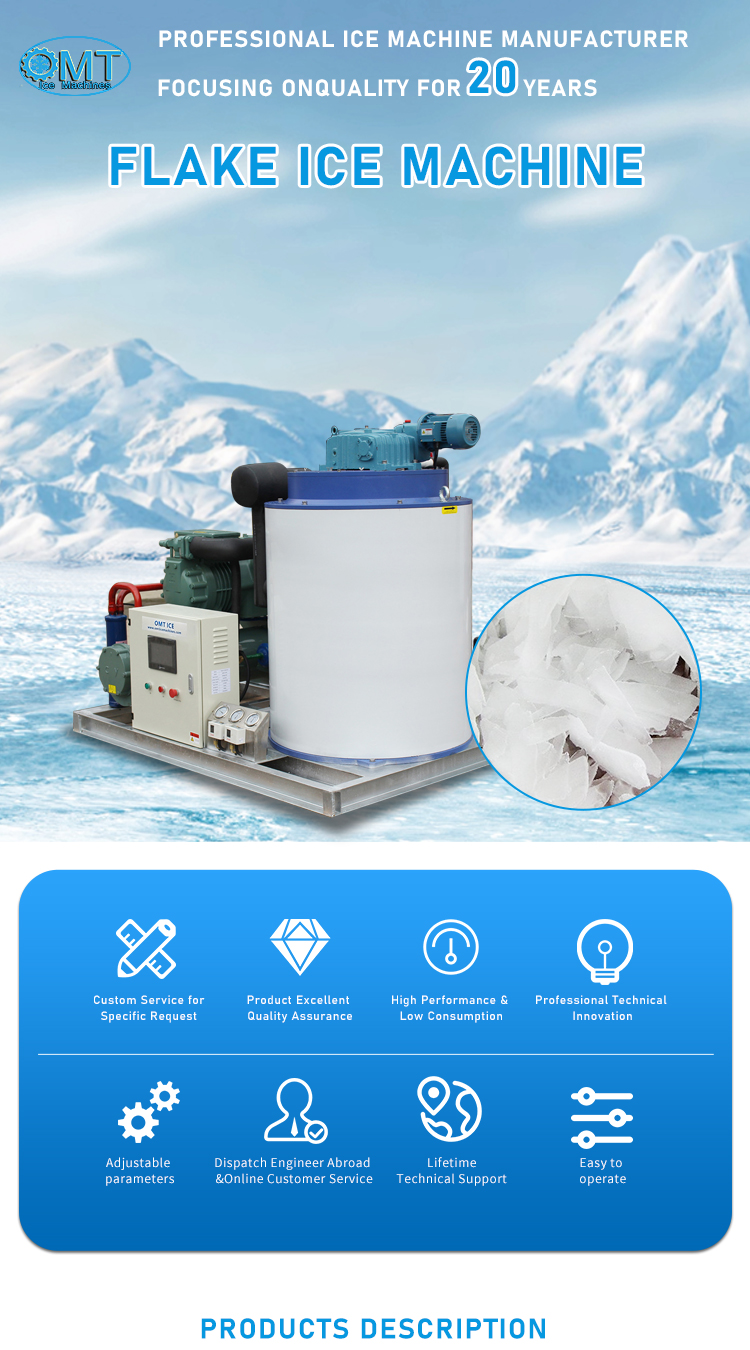 High Capacity Industrial Automatic Flake Ice Maker Machine 380V 5000kg Ice Storage Capacity 1 Ton to 30 Ton Per Day