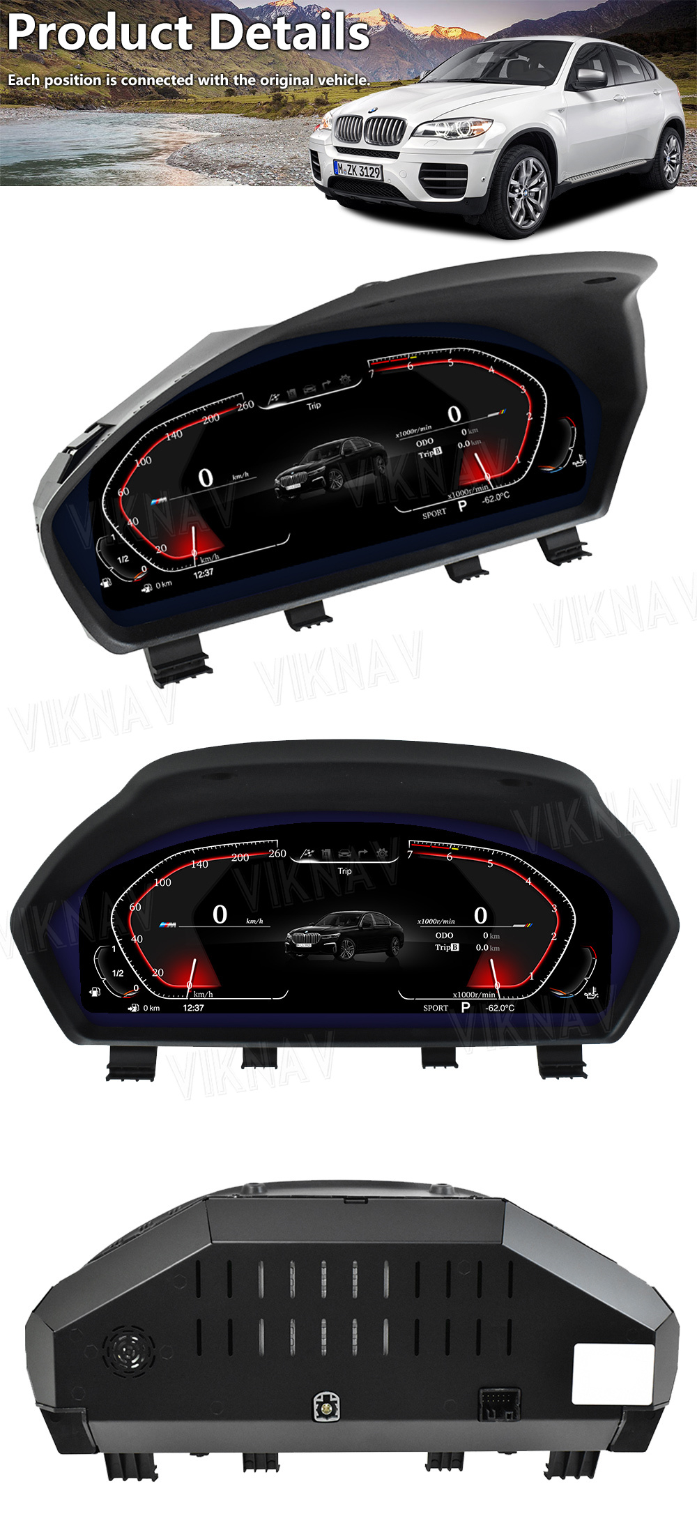 Viknav For BMW 3Series F30 F31 GT F34 4Series F32 F33 F36 (2011-2017) 12.3 inch Digital Dashboard Multimedia Player