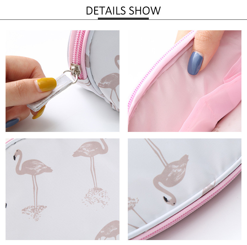Zip Flamingo Full Printing Women Cosmetic Bag