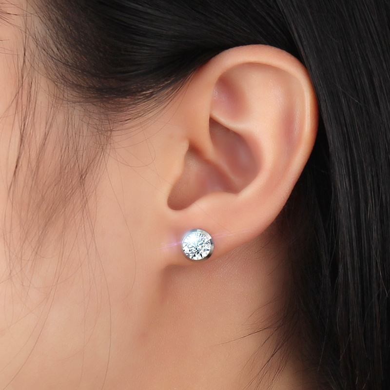 Fashion stud earrings, women's jewelry wholesale, zircon stainless steel stud earrings