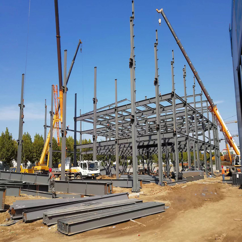 Fire Resistance Steel Frame Building Construction High Durability Prefab Metal Warehouses
