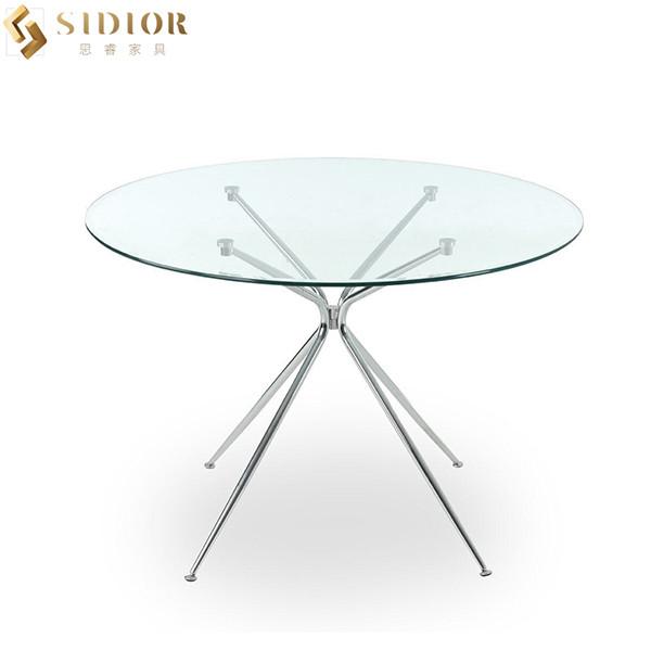Buy cheap SGS Customized Modern Round Glass Top Dining Table Set for coffee shop from wholesalers
