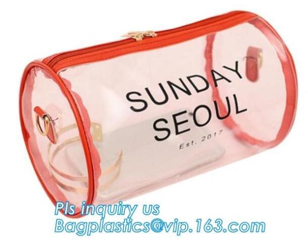 Buy cheap ZIP BARREL BAG, Cosmetic bag PVC in cylinder shape, Cylinder Round Folable See-through Travel PVC Makeup Case, cylinder from wholesalers