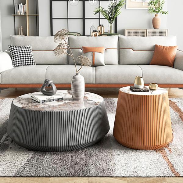 Buy cheap Microfiber Leather Round Rock Coffee Table Luxury Style ODM from wholesalers
