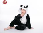 100% Polyester Flannel Fleece Fabric Kids Cute Panda Onesie Winter keep warm