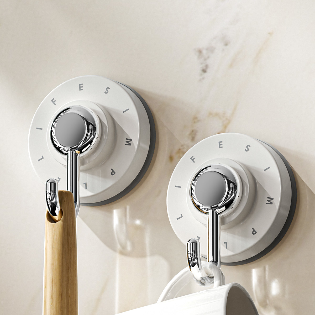 New Design Reusable Wall Hanging ABS Shower Hooks Strong Adsorption Vacuum Suction Cup Hooks