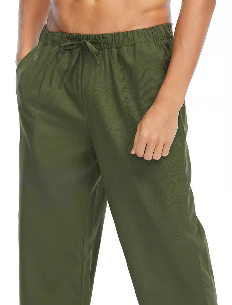 Men&prime;s Casual Linen, Cotton and Linen Trousers