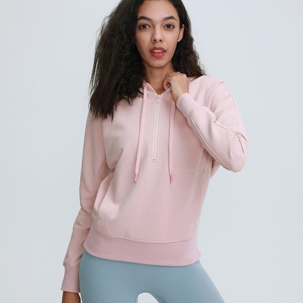 Buy cheap Pink Sports Loose Hoodie With Pocket Women's Training Running Sweater XL from wholesalers