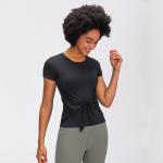 270gsm Women Yoga Tops Exercise Women Gym Shirts Twist Front