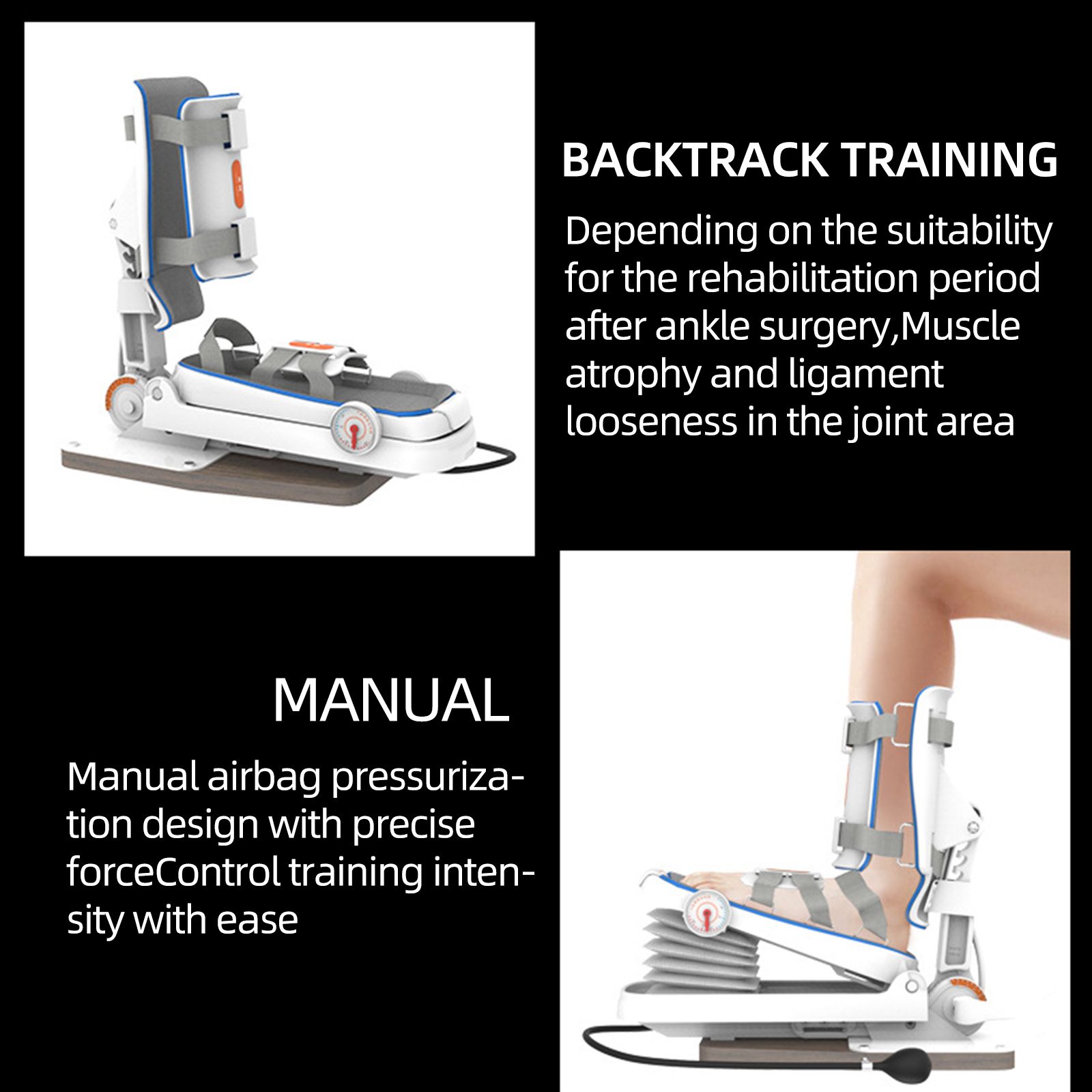 Ankle post-surgery hemiplegia stiffness foot drop dorsiflexion large angle exercise pulling tendon trainer