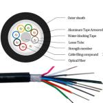 PE jacket Armored Duct Aerial Carble , 12 Core Fiber Optic Cable