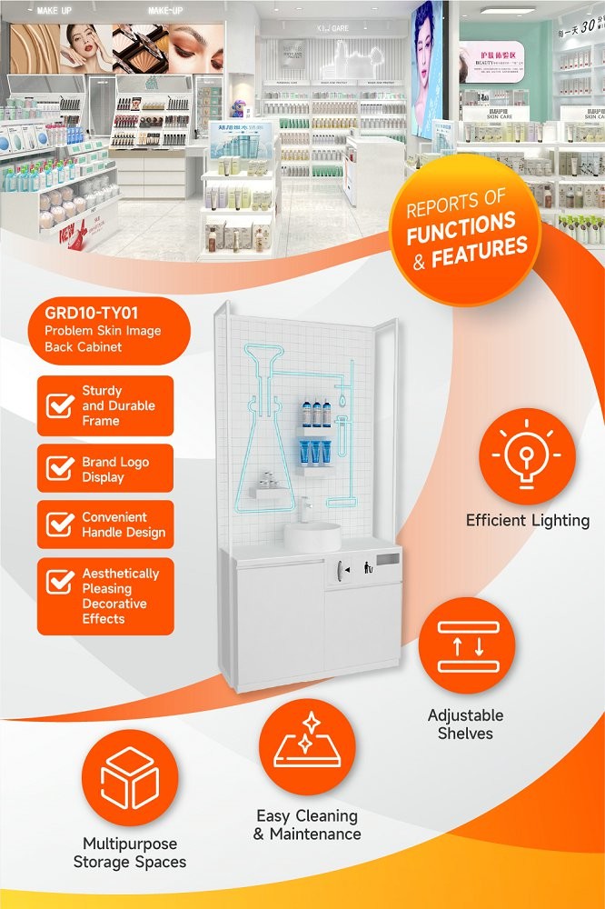 GDR10-TY01 Retail Store Display with Blue LED Light Strips and 5mm Ultra-clear Glass Tabletop for Branded Specialty Stores