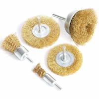 Buy cheap 1 / 4 Inch Shank Brass Wire Wheel Brush Set Crimped For Drill product