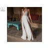 Buy cheap Embroidery Beading Sexy Halter Bridal Gowns Deep V Neck Chiffon High Slit from wholesalers