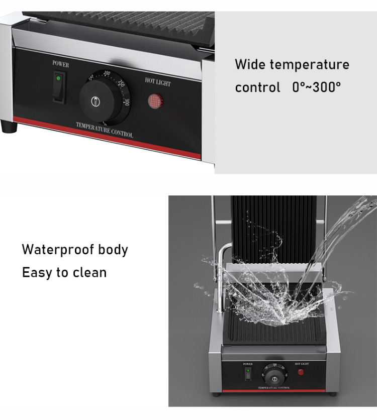 Commercial Electric Grilled Sandwich Panini Maker with Upper Grill Size 215*215mm