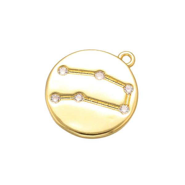 Buy cheap CZ Gold Plated Pendant Necklace Rhinestone Horoscope 12 Zodiac Coin Pendant For Jewelry Making from wholesalers