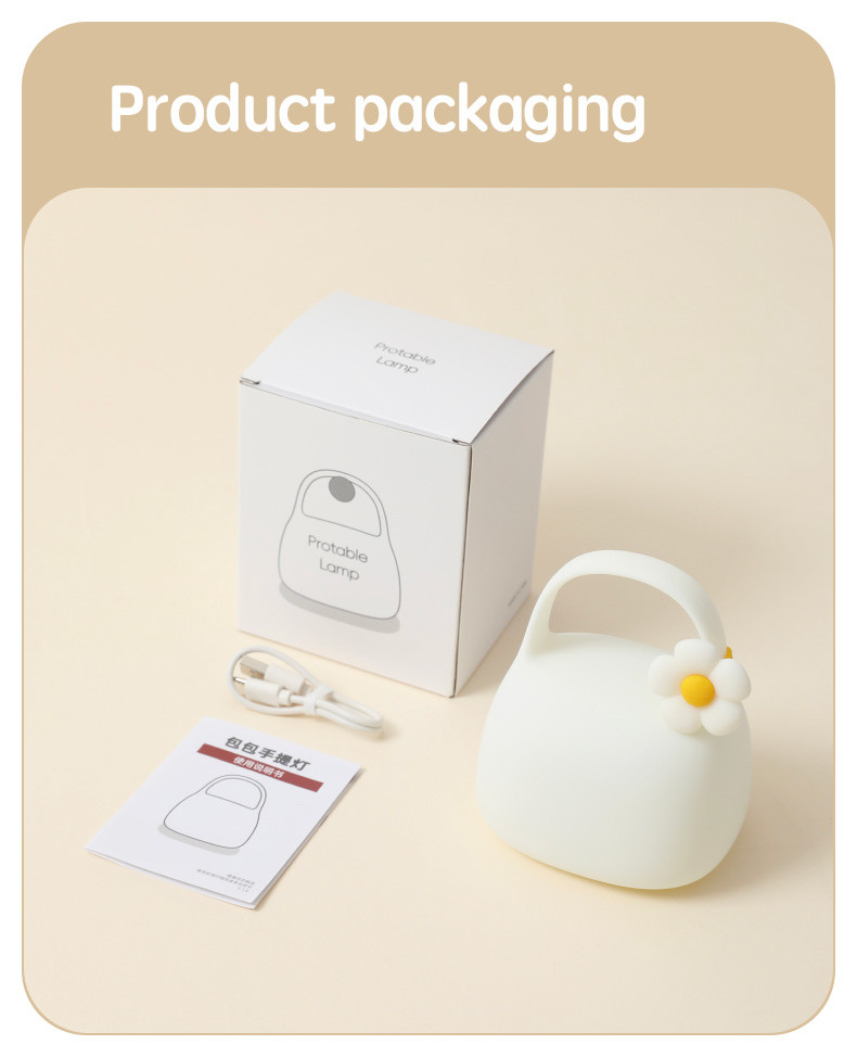 Modern Cute Portable Lamp Warm White LED Table Lamp for Bedroom USB Rechargeable Silicone Material