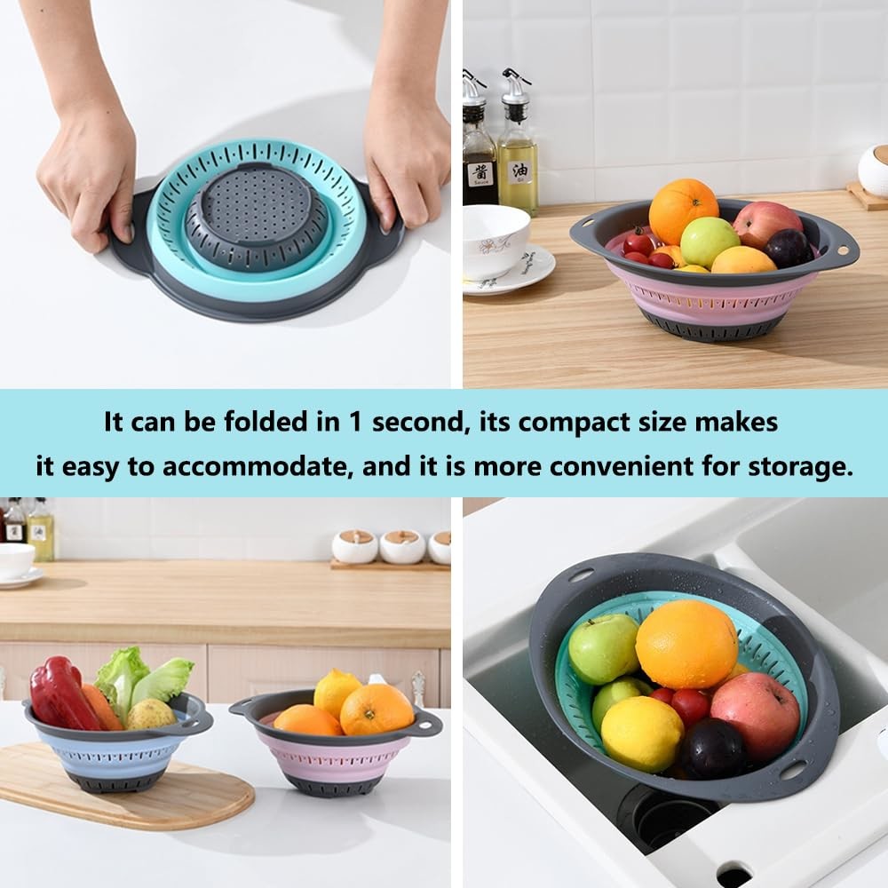 Collapsible Colander And Strainer Silicone Strainer Colanders & Food Strainers For Vegetable And Fruit Kitchen Essential