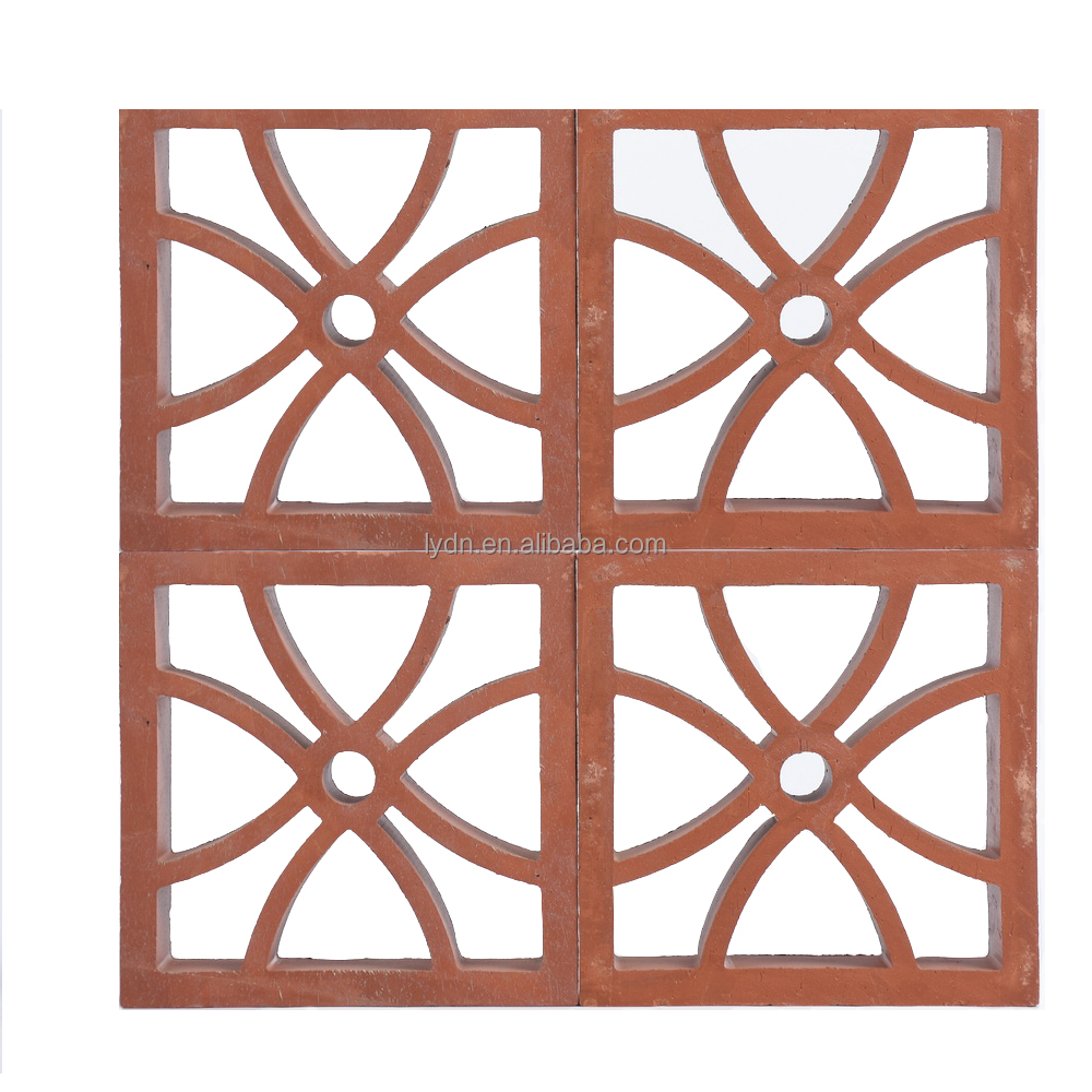 Red Perforated Terracotta Fire Bricks Traditional Style Chinese Window Decorative Hollow Brick