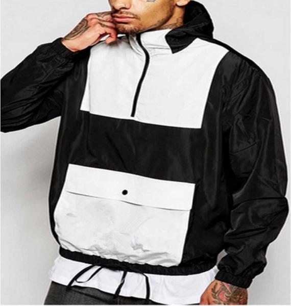Buy cheap Large Pocket Front Mens Windbreaker Jacket With Hood Contract Color Printed from wholesalers