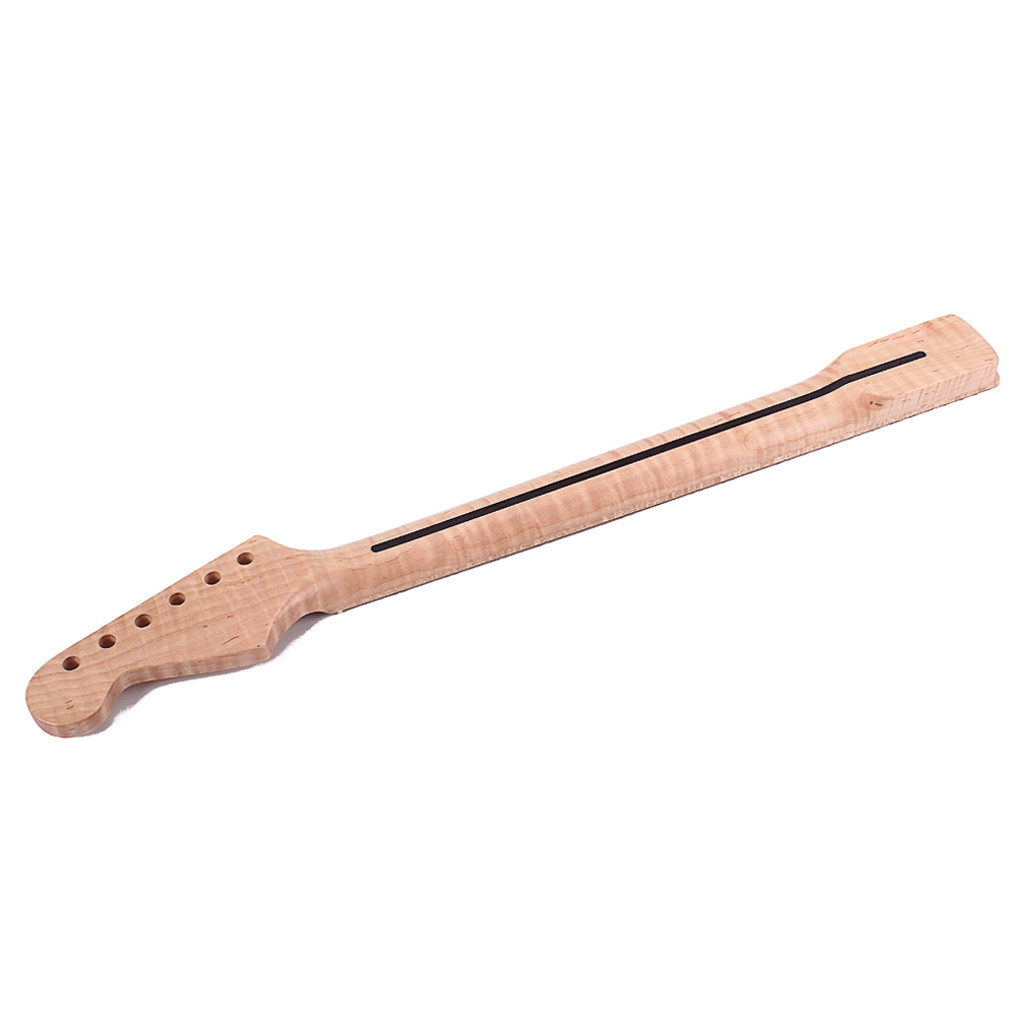 22 Frets Stratocaster Maple Neck Replacement With Abalone Shell Dot Inlay Tiger Flame