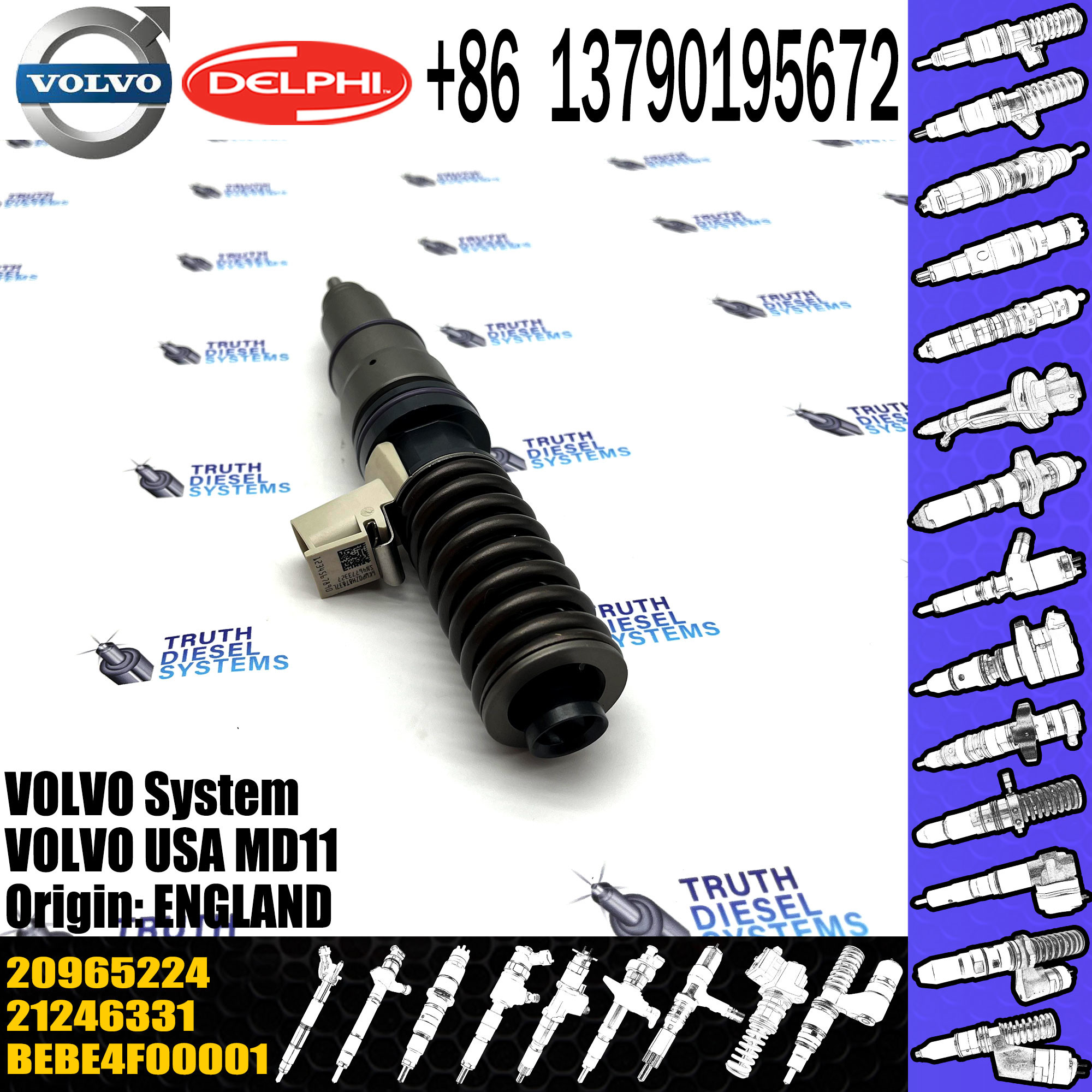 High quality nozzle assembly diesel pump Injector BEBE4F00001 20965224 for excavator engine