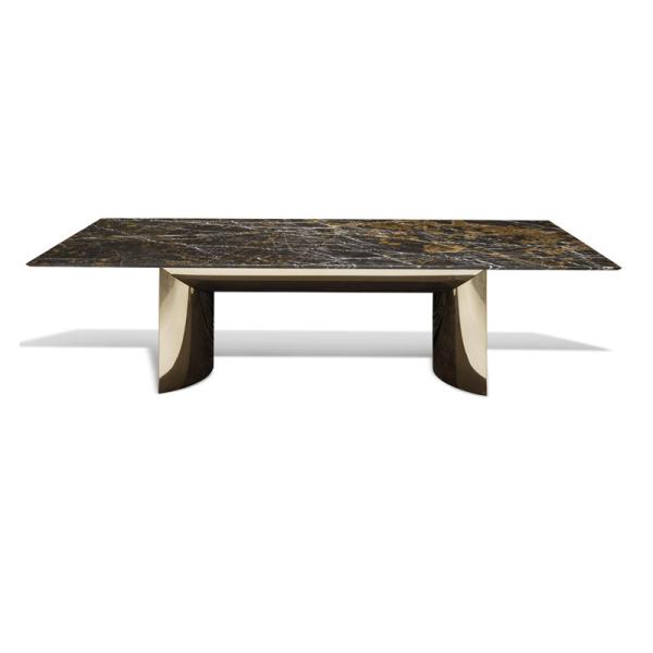 Modern 6 Seater Marble Live Edge Dining Set Glass Contemporary Luxury Dining
