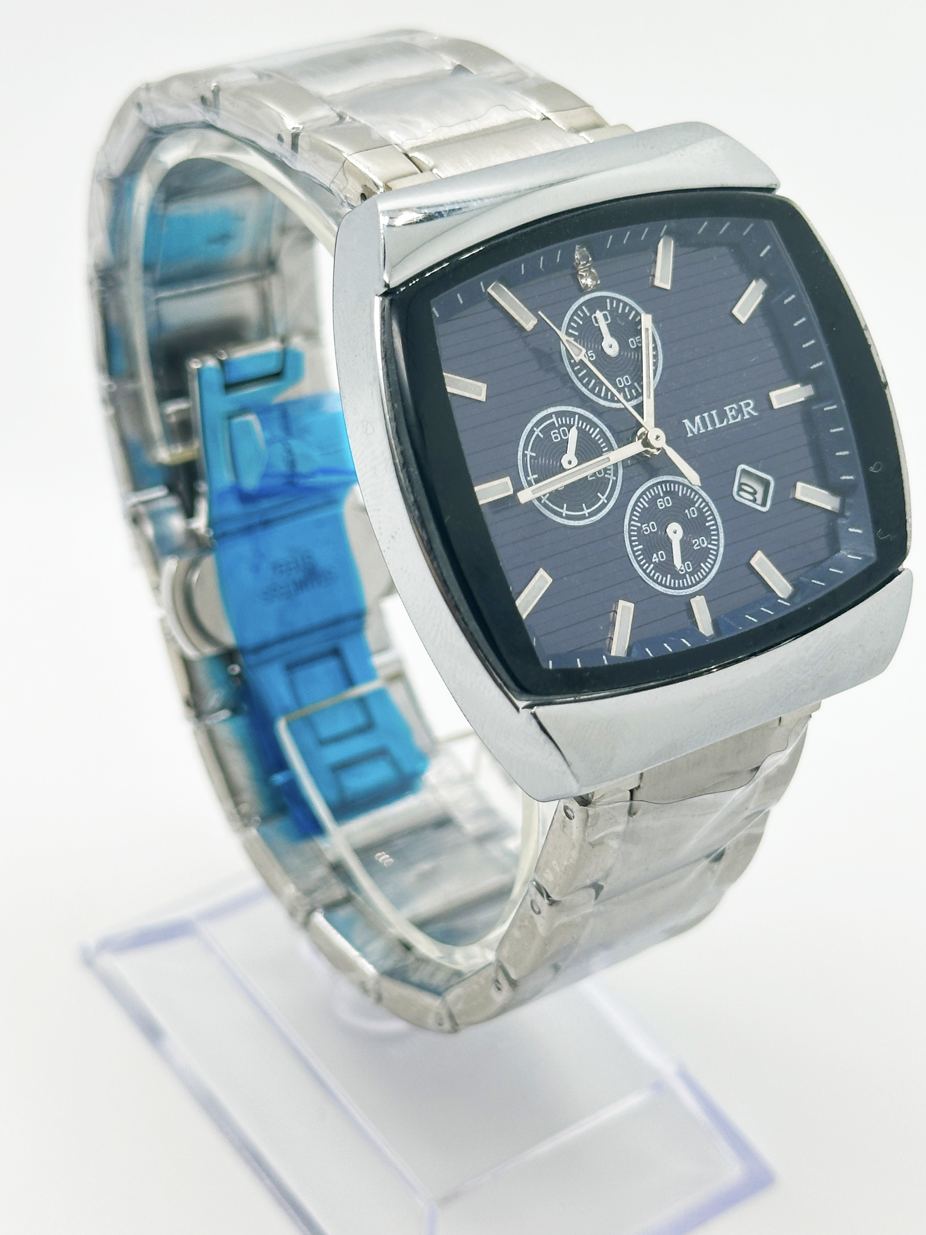 Luxury Kids Wrist Watch Waterproof Luminous Date Stainless Steel Square Quartz Watch
