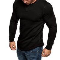Buy cheap Manufacturer Fashionable Spandex Polyester Long Sleeve Muscle Slim Blank Men T product