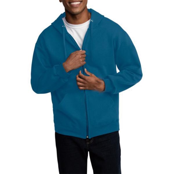 Buy cheap High Quality Bule Polyester Cotton Full Zip Design Mens Hoodies Jackets with Pocket from wholesalers