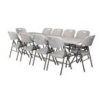 Buy cheap 6ft 8ft Plastic Folding Table And Chairs Rectangular 10 People White Plastic Table Chairs from wholesalers