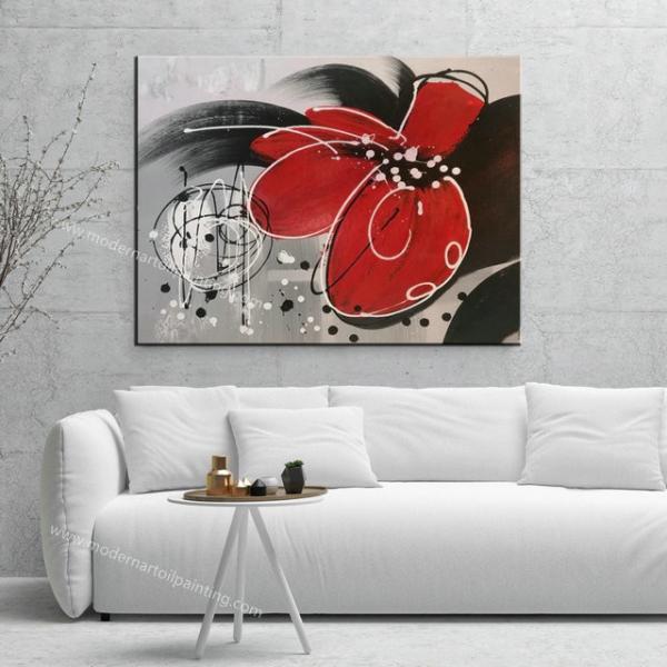 Buy cheap Hand-Painted Red Flowers Painting on Canvas Thick Oil Flowers Landscape Oil Painting Wall Art for Interior Home Decor from wholesalers
