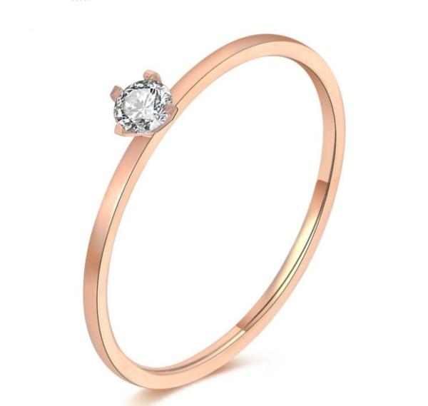 Buy cheap Fashion Jewelry Diamond Wedding Rings Stainless Steel Diamond Ladies Ring 24K Rose Golden Ring from wholesalers