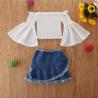 Buy cheap 110cm Trumpet Sleeve Shirt Children'S Outfit Sets Denim Skirt With Tassels OEM from wholesalers