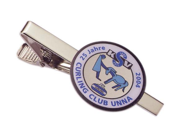 Stainless Steel Silk Screen Printing Curling Club Unna Tie Bar, Personalized Tie