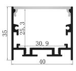 Kitchen 40*35mm Suspended LED Profile Aluminum LED Tape Light Profiles