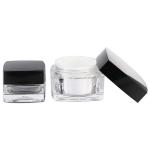Eco - Friendly Glass Cosmetic Cream Jar Square Shape Clear Body Black Lid