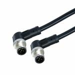 Waterproof Elbow / Straight M12 Cable Connector 3 - 17 Pin Solder Locking System