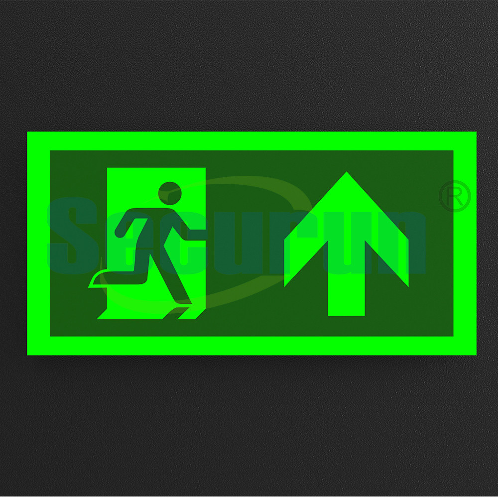 UV Printing Photoluminescent Safety Exit Sign Running Man rectangle for Hospital