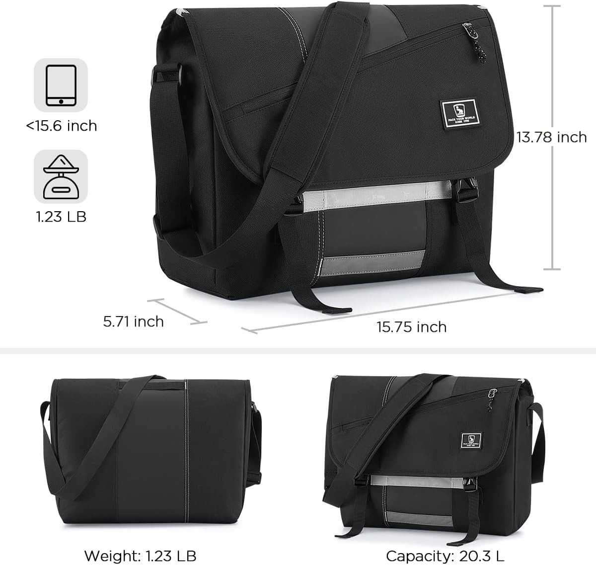 15.6 INCH LAPTOP CROSSBODY BAGS WOMEN CASUAL SATCHEL SHOULDER BAG COLLEGE TRAVEL OFFICE BRIEFCASE