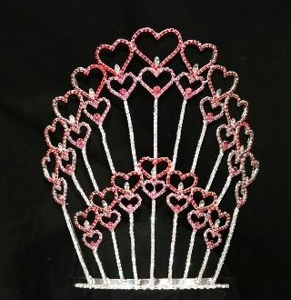 Valetines day crowns and tiaras big red hearts crystal rhinestone crowns custom