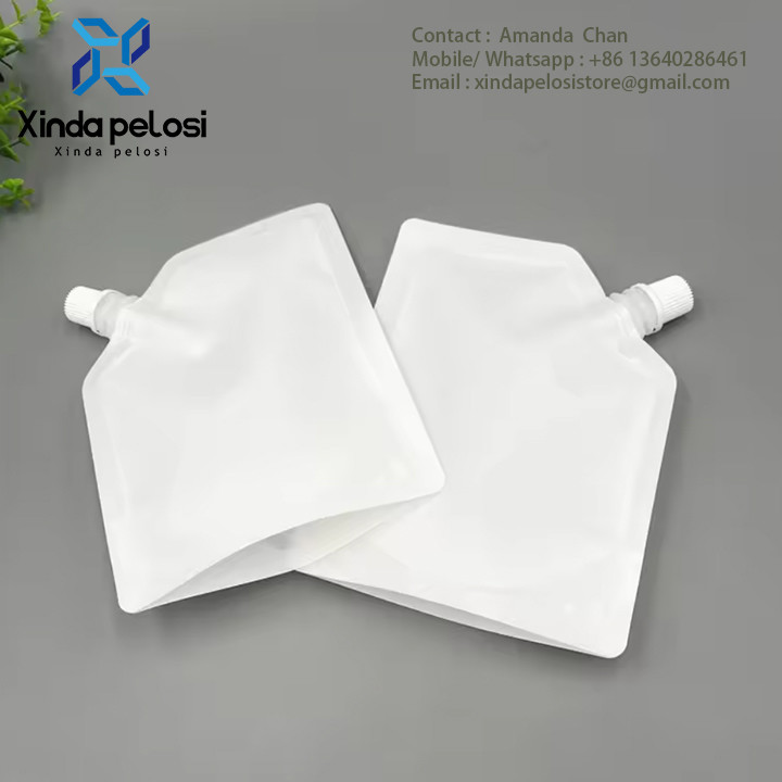 Flexible Food Grade Milk White Stand Up Spout Pouch Packaging Or For Liquid Powder Detergent