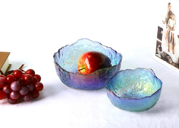 Buy cheap Electroplating Luster Gold Rim Lead Free Glass Bowls Irregular Salad Serving Bowels from wholesalers
