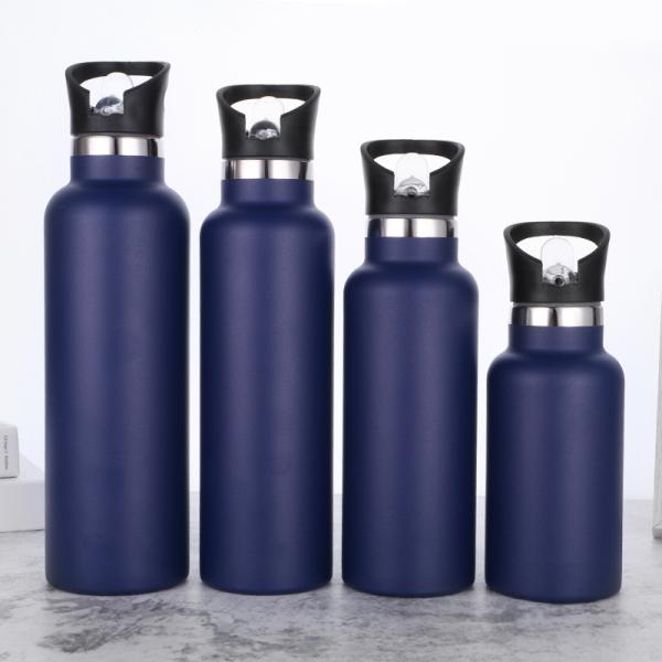Buy cheap Black Stainless Steel Water Bottles 24 Ounce Vacuum Insulated Double Wall Travel Bottle With Leak-Proof Straw Lid Of Handle Metal Reusable Standard from wholesalers
