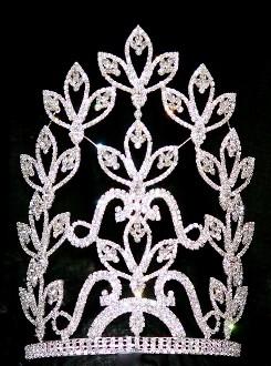 Large leaves rhinestone crowns and tiaras for pageant girls lady hot sale tall