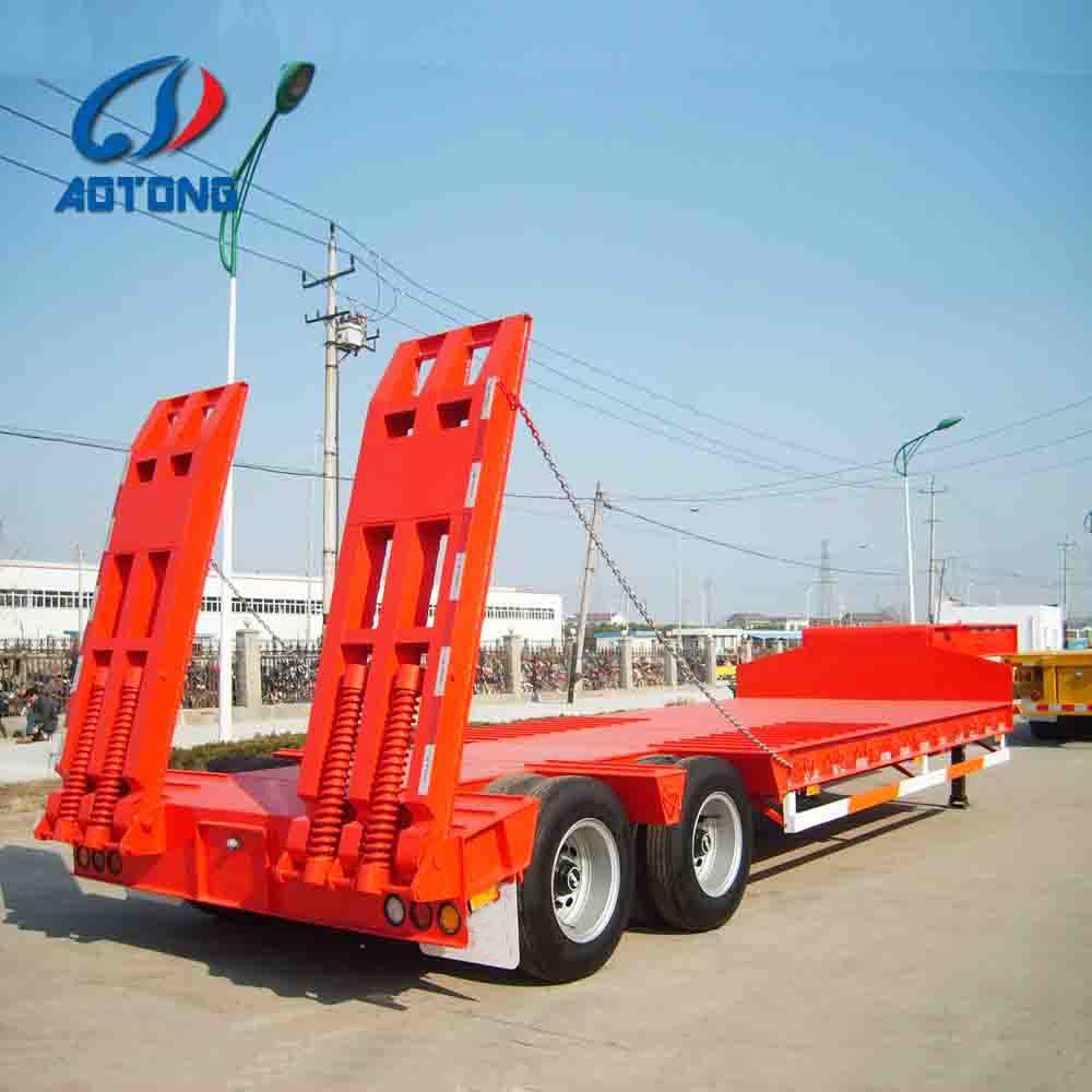 2 Axle 28 Tons Lowbed Lowboy Truck Trailer Semi Trailer for Heavy Equipment Transport