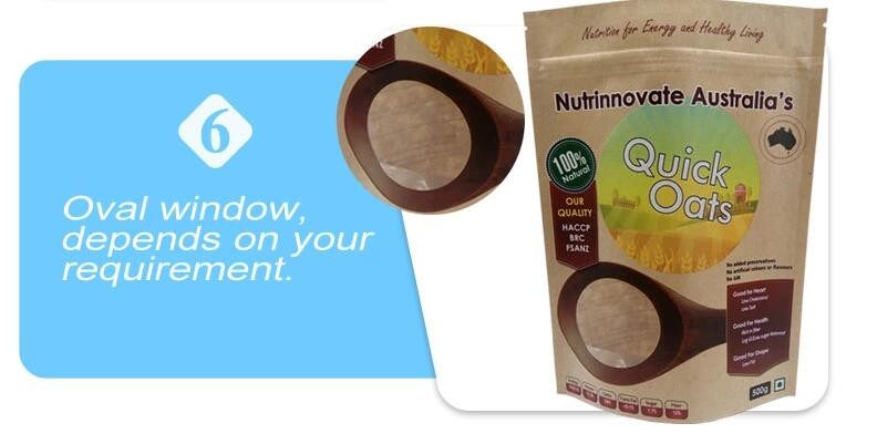 Food Packaging Kraft Paper Stand up Bag Zipper Lock Pouch with Window